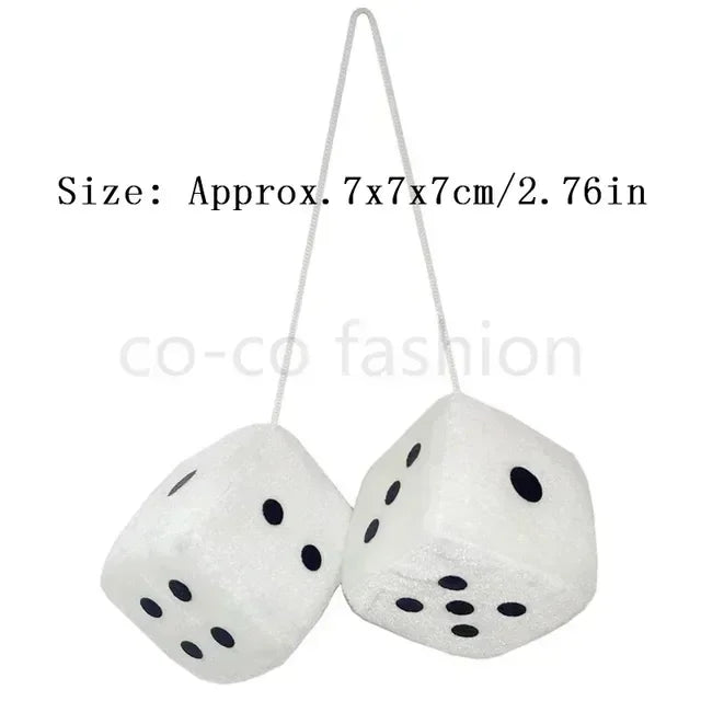 Dice For Car Mirror Auto Rear Mirror Plush Dice Soft And Fuzzy Car Charm Interior Ornament For Sedan Truck SUV Hangable Amagi