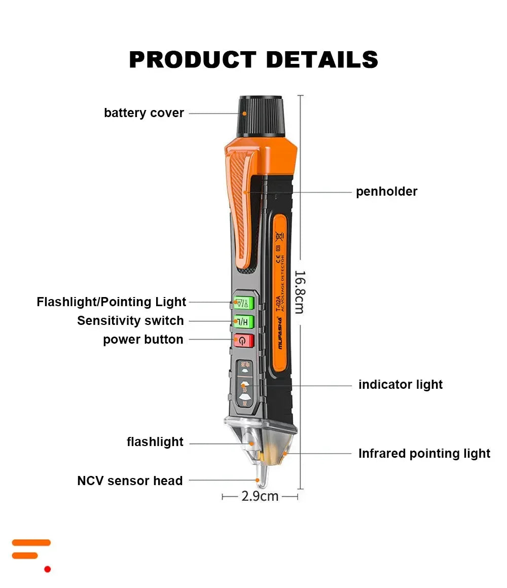Car Aicevoo Non-Contact Voltage Tester Induced Electric Pen Voltage Detector Electric Sensor AC 12-1000V Breakpoint Finder Amagi