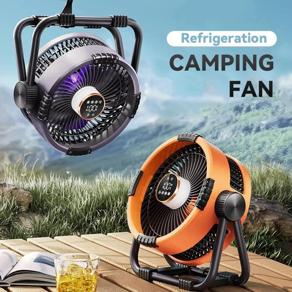 Portable Camping Fan with LED Lantern Outdoor Tent Fan 20000mAh Rechargeable Battery Powered Fan for Camping Motorcycle Amagi