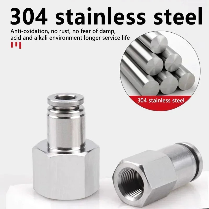 304 Stainless Steel Quick-Connect Air Hose Fittings - BSP 1/8",1/4",3/8",1/2 Pneumatic Pipe Connectors with Corrosion Resistance