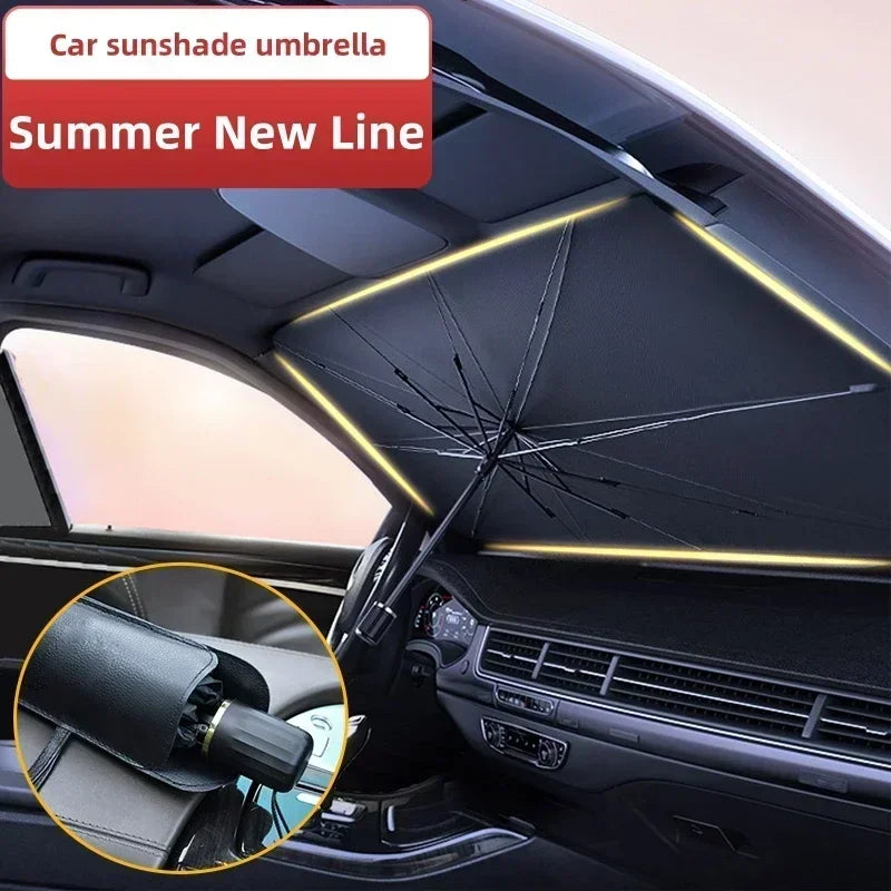 Car Sunshade Umbrella-style Front Glass Sunshade Sunscreen Heat Insulation Cloth Car Windshield Sunshade Umbrella Shade Amagi