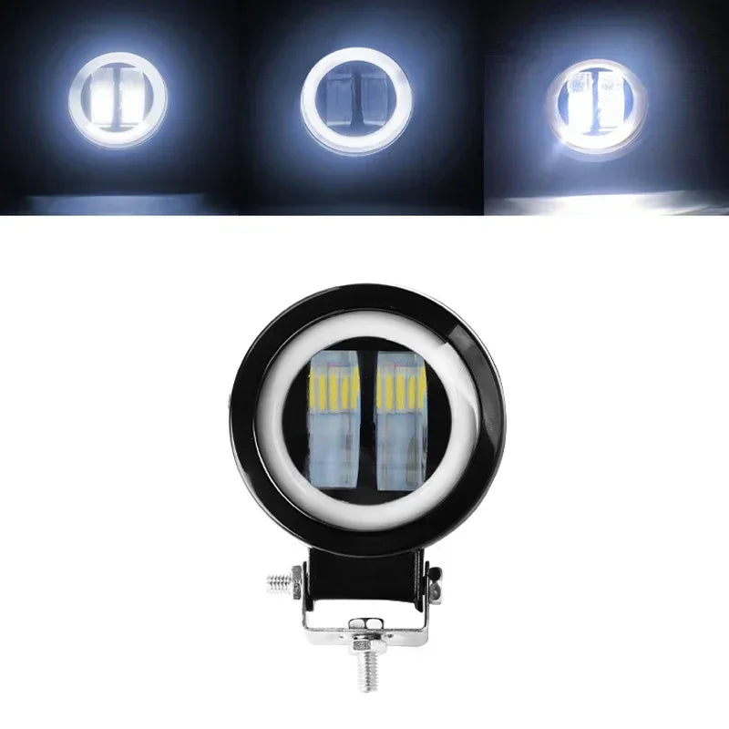 Motorcycle LED Angel Eye Work Light Bar Spot Lamp Offroad Car Boat Truck SUV Pickup 12V 24V Driving Fog Lamp Headlight Amagi