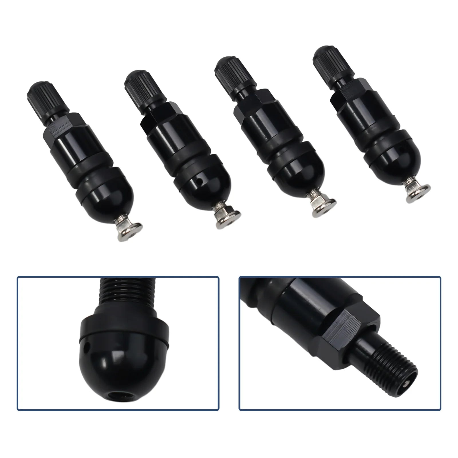 4pcs TPMS Tire Pressure Sensor Valve Stem Repair Kit For BMW 5 Series Black Tire Pressure Sensor Valve Stem Repair Kit