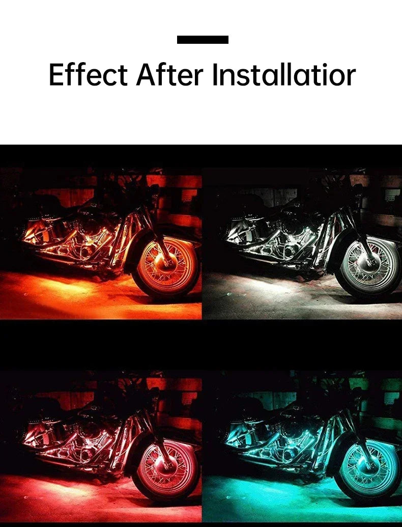 RGB Motorcycle LED Light Kits App Control Waterproof Lights For Motorcycles Music Scene Modes Motorcycle Underglow Lights Tools