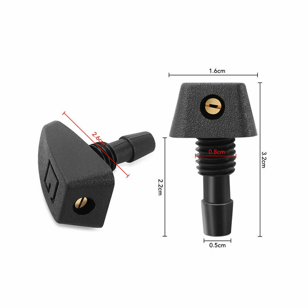 2Pcs Car Front Windshield Wiper Nozzle Car Fan-shaped Mist Windscreen Washer Water Spray Jets Nozzles Accessories