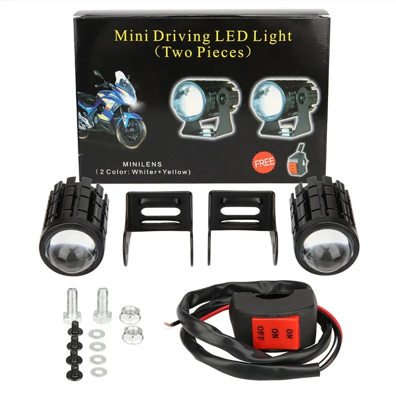 Motorcycle Mini Driving Light Dual Colo for Headlight Auxiliary Spotlight Lamp R ATV Scooter Moto Fog Light Accessorie 12V Amagi