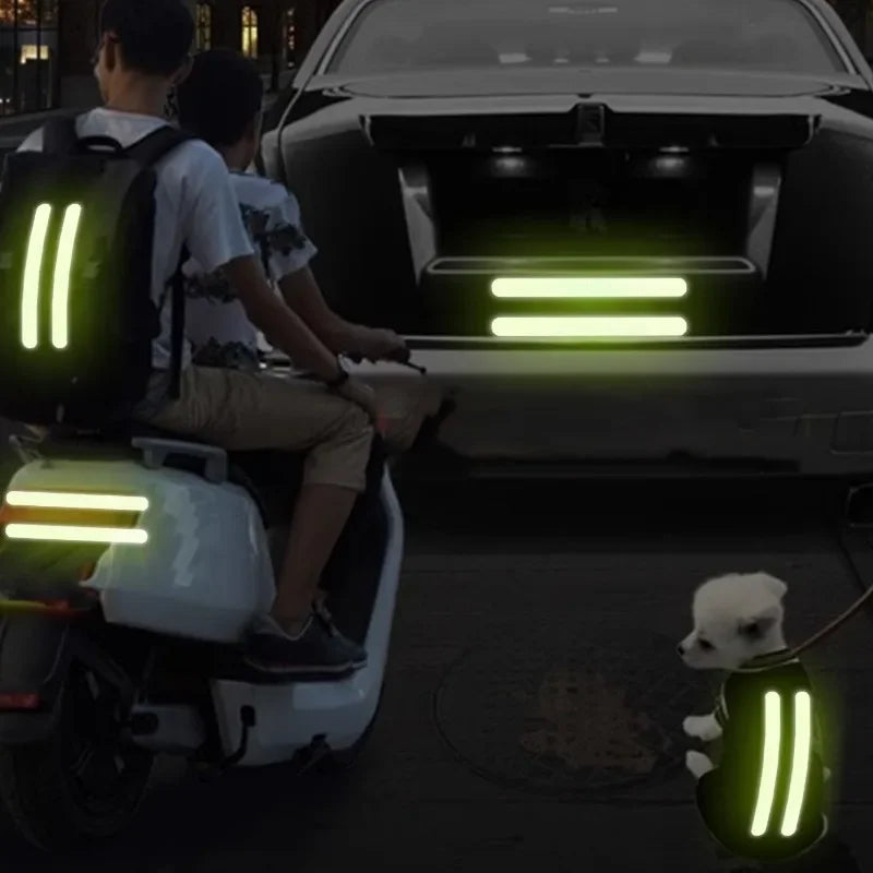 6/2pcs Car Reflective Safety Strip Stickers Car Rearview Mirror Reflective Sticker Reflective Warning Safety Tape Accessories