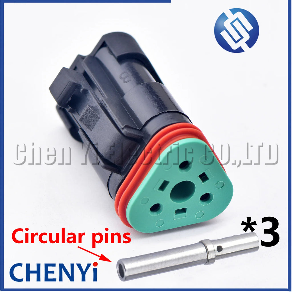 3 Pin Black DT series Connector Waterproof Plug Socket DT06-3S DT04-3P DT06-3S-E005 DT04-3P-E005 For Engineering Vehicle Deutsch