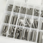 M3 - M10 Sizes DIN913 Hex Socket Allen Flat Point Grub Bolt Assortment - Black Steel & 304 Stainless Steel Mix