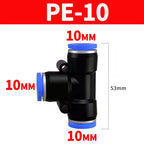 Pneumatic Push-In Quick Connector PE/PEG Plastic Tee Fittings (PE4 PEG6-4/8-4/8-6/10-6/8) for Air Compressor Fluid Systems Hose