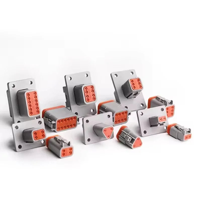 Deutsch DT Series IP68 Waterproof Connector with Fixed Flange Plug DT04-2P/12P for Auto/Truck/Bus Wiring 22-16AWG