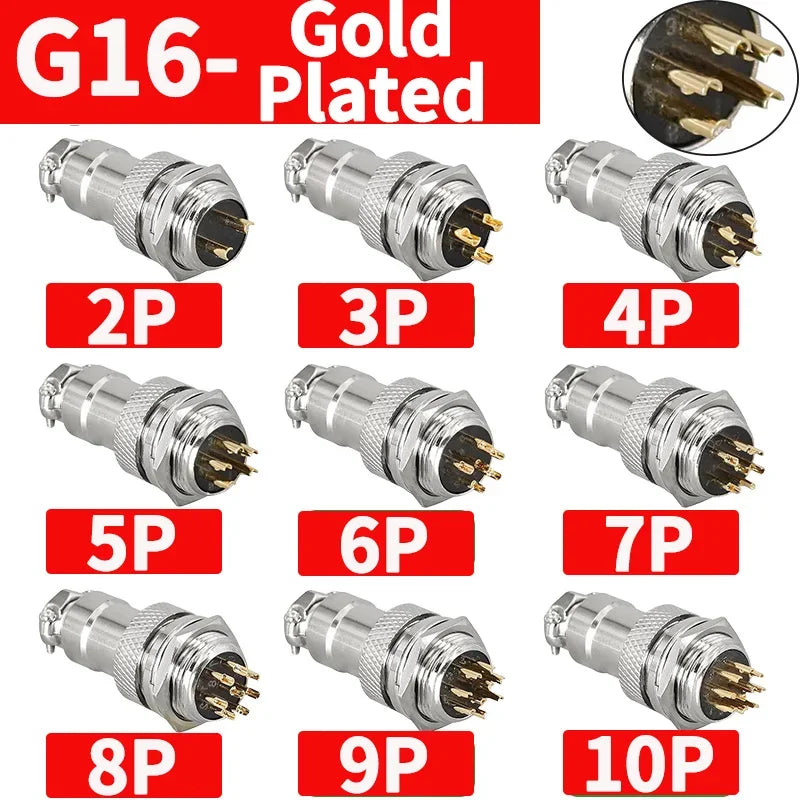 5/20/100 Sets Gold Plated Male&Female Docking Aviation Plug Circular Connector GX16 2 3 4 5 6 7 8 9Pins Electric Wire Connector