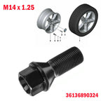 36136890324 For BMW Wheel Nut Stud Bolt tire screws M14 X 1.25 Black F25 X3 E70 X5 Hub bolt rod