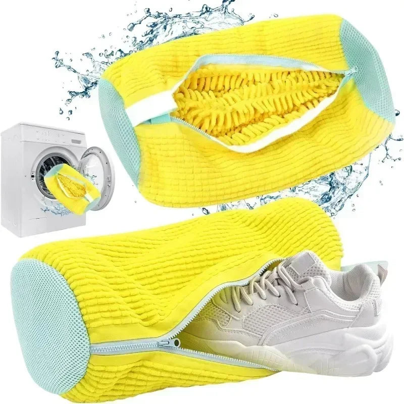 1-2PCS Wash Shoes Bag Padded Net Laundry Shoes Protector Fluffy Fibers Polyester Washing Shoes Machine Laundry Bag Drying Amagi