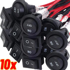 10/1Pcs Round Rocker Switch ON/Off SPST 2Pin Latching Toggle Switch Snap Boat Car Round Switches Pre-Wired 6A/250V 10A/125V