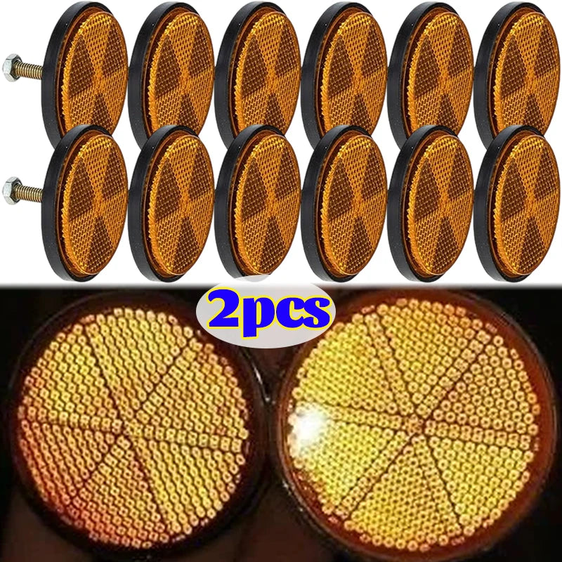 Round Motorcycle Reflector M6 Mounting Screw Night Warning Board for Dirt Bike Electric Scooter Bicycle Rear Tail Safety Lamp