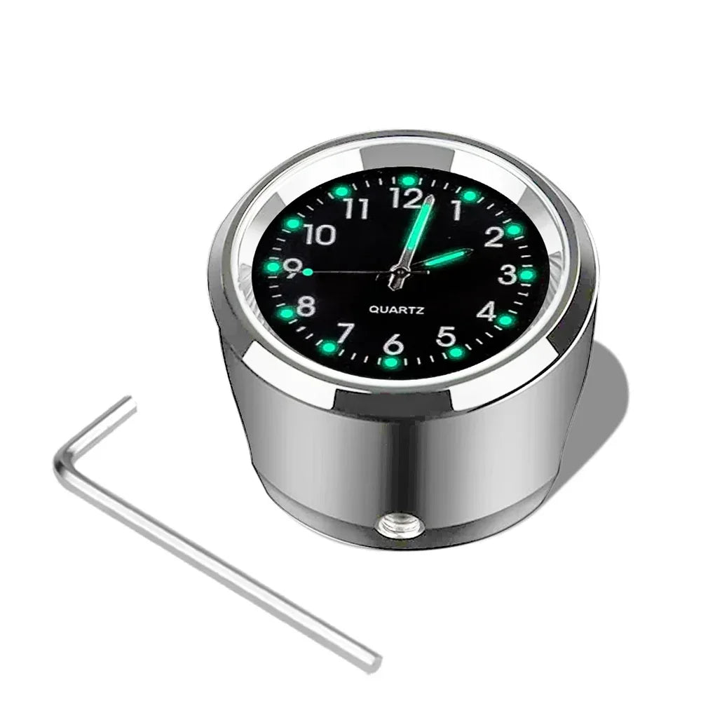 Universal 7/8 "Waterproof Chrome Motorcycle Bike Handlebar Mount Quartz Clock Watch Aluminum Luminous Clock Moto Black Amagi