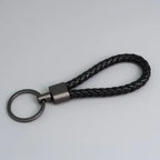 Trend Black Pink Color Braided Rope Car Keychain Fresh Ice Cream Color Key Pendant Sheep Pattern High Ring Leather Rope Amagi