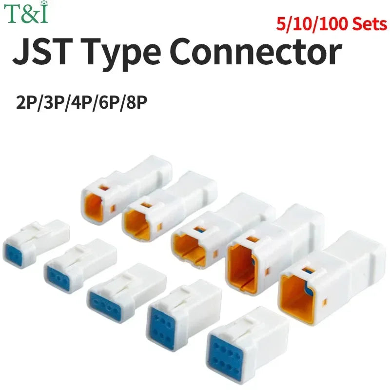5/10/100 Sets Automotive Connectors JST02R-JWPF-VSLE 2/3/4/6/8 Pin Waterproof Connectors Male and Female Butt Plugs