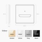 European British French Standard Tempered Glass Switch Socket with Indicator Light , Self-Reset 1 2 3 4 Gang Wall Panel Outlets