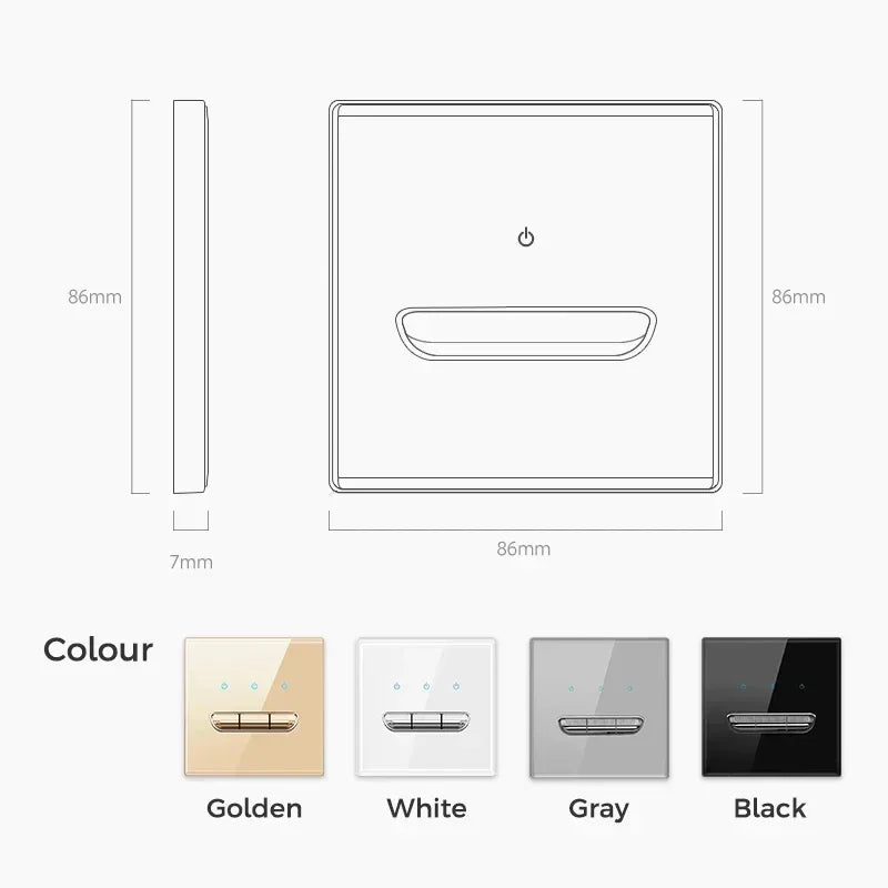 European British French Standard Tempered Glass Switch Socket with Indicator Light , Self-Reset 1 2 3 4 Gang Wall Panel Outlets