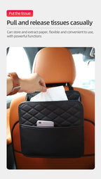 2/1pcs Multifunction Car Seat Hanging PU Leather Storage Bag Organizer Rear Seat Hanging Pouch Tissue Box Trash Dustb Accessorie