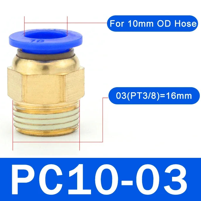 5PCS PC Pneumatic Quick Connector - 4-12mm Push In Fitting for 1/8" 1/4" 3/8" 1/2" BSPT Thread Air Hose & Tube,Industrial Use