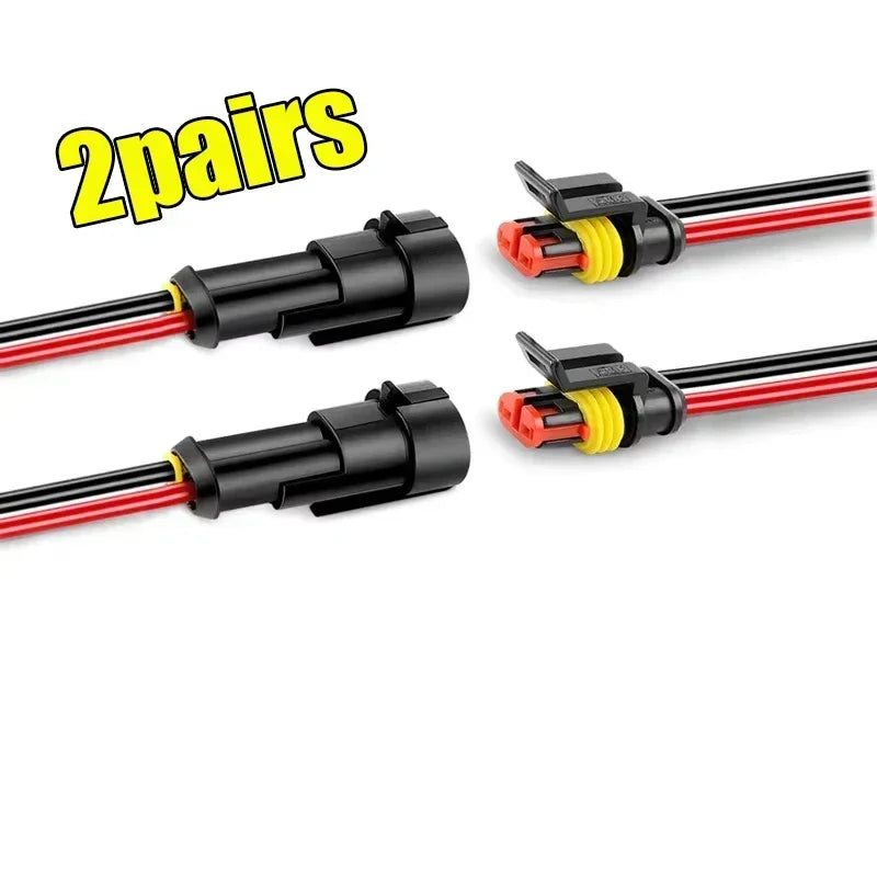 1-10Sets Automotive 2 Pin Way Wire Waterproof Electrical Connectors Suitable for Trucks Ship Jet Ski Scooter Car and Ship