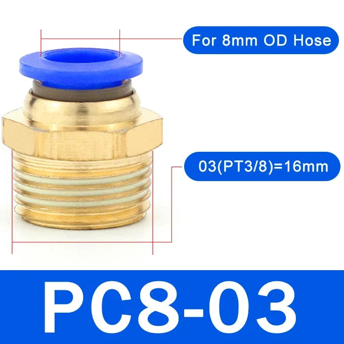 5PCS PC Pneumatic Quick Connector - 4-12mm Push In Fitting for 1/8" 1/4" 3/8" 1/2" BSPT Thread Air Hose & Tube,Industrial Use
