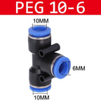 10PCS PE/PEG Plastic Quick Connector - 4-12mm Push In Fitting for Air Hose & Tube, Industrial & Home Pneumatic Systems