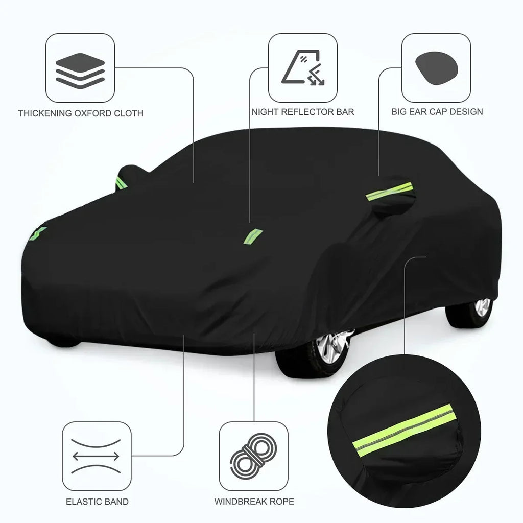 Universal For Audi A3 A4 A5 A6 A7 B7 B8 C5 Q2 Q3 Q5 7 Body Full Covers Black/Silver Outdoor Sun Snow Rain Protection Cover Amagi