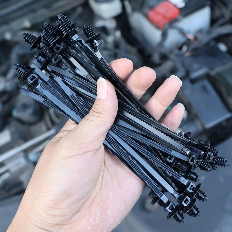 1-30pcs Black Nylon Threaded Head Harness Cable Ties Multi-purpose for Most Auto Repairs and Wiring Auto Interior Accessories