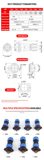 IP68 Waterproof Aviation Connector, Panel Mount Male Female Plug Socket for Industrial Equipment, 2–12 Pin Circular Connector