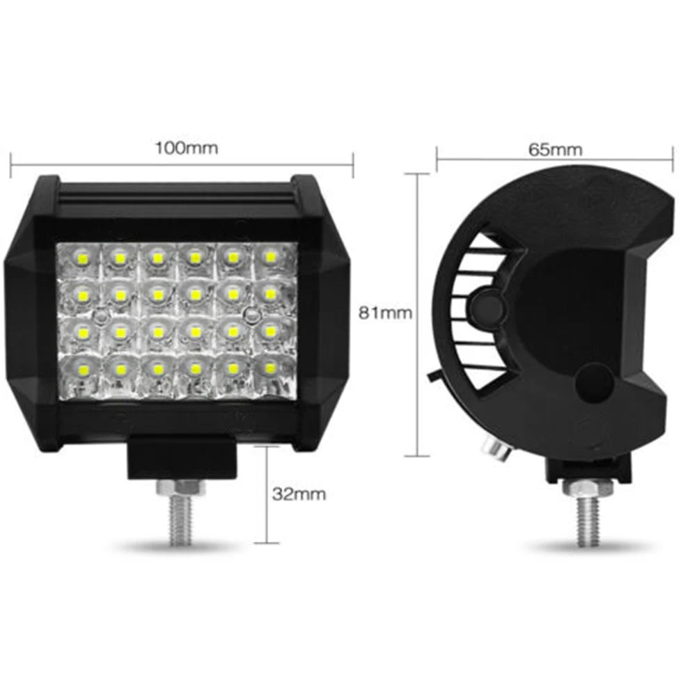 1Pcs LED Light With Accessories 4inch 72W LED Work Light Bar Sport Combo Lamp White For Offroad Driving Truck Tractor Boat Truck