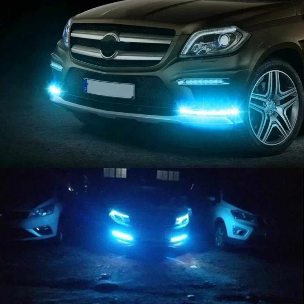 Car Led Daytime Running Light Flexible 6LED White Waterproof Driving Fog Bulbs Turn Signal Lamp Auto Styling Headlight 12V Amagi