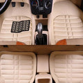 Universal PU Leather Car Floor Mats - 5-Piece Full Set Anti-Slip Vehicle Foot Rugs All-Weather Protection Fits Duster Tool Amagi