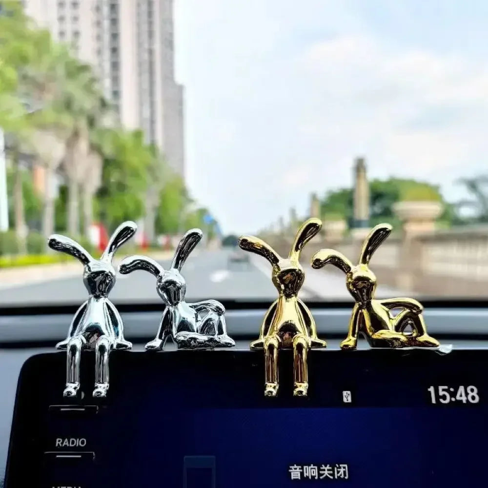 Rabbit Figurine Long-Eared Rabbit Statue Home Office Desktop Decoration Car Central Control Easter Bunny Art Ornaments Amagi