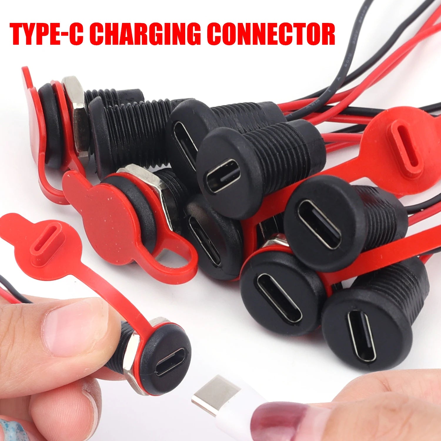 Type-C Female Chassis 2Pin Type-C Female Socket Connector Waterproof Jack Female Charging Port 3A USB-C Charger Plug Socket