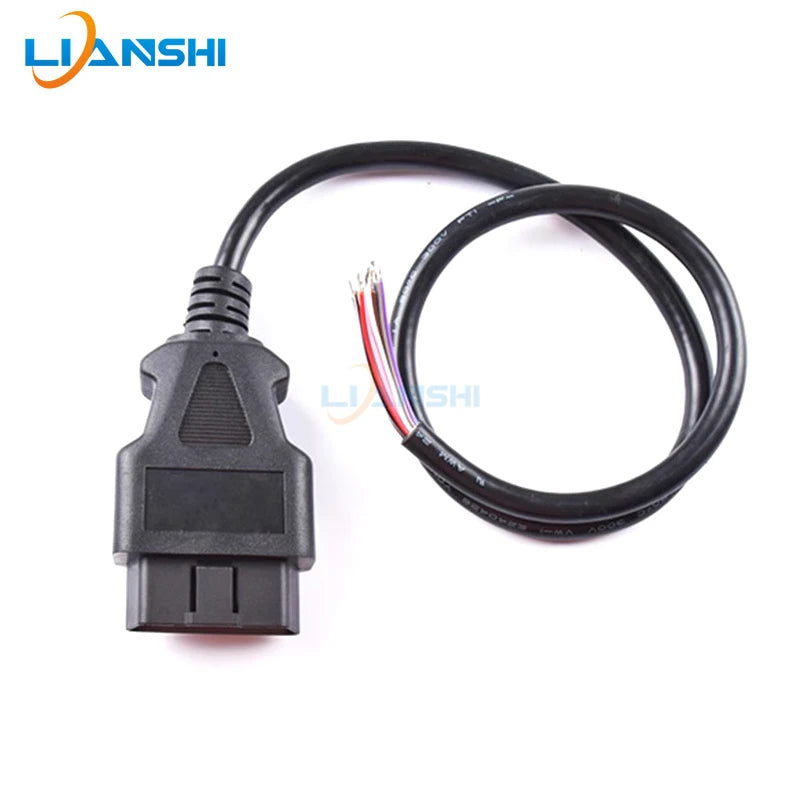 Automobile 16-pin truck OBD2 detection and diagnosis interface connection wire obd male head conversion plug open wire