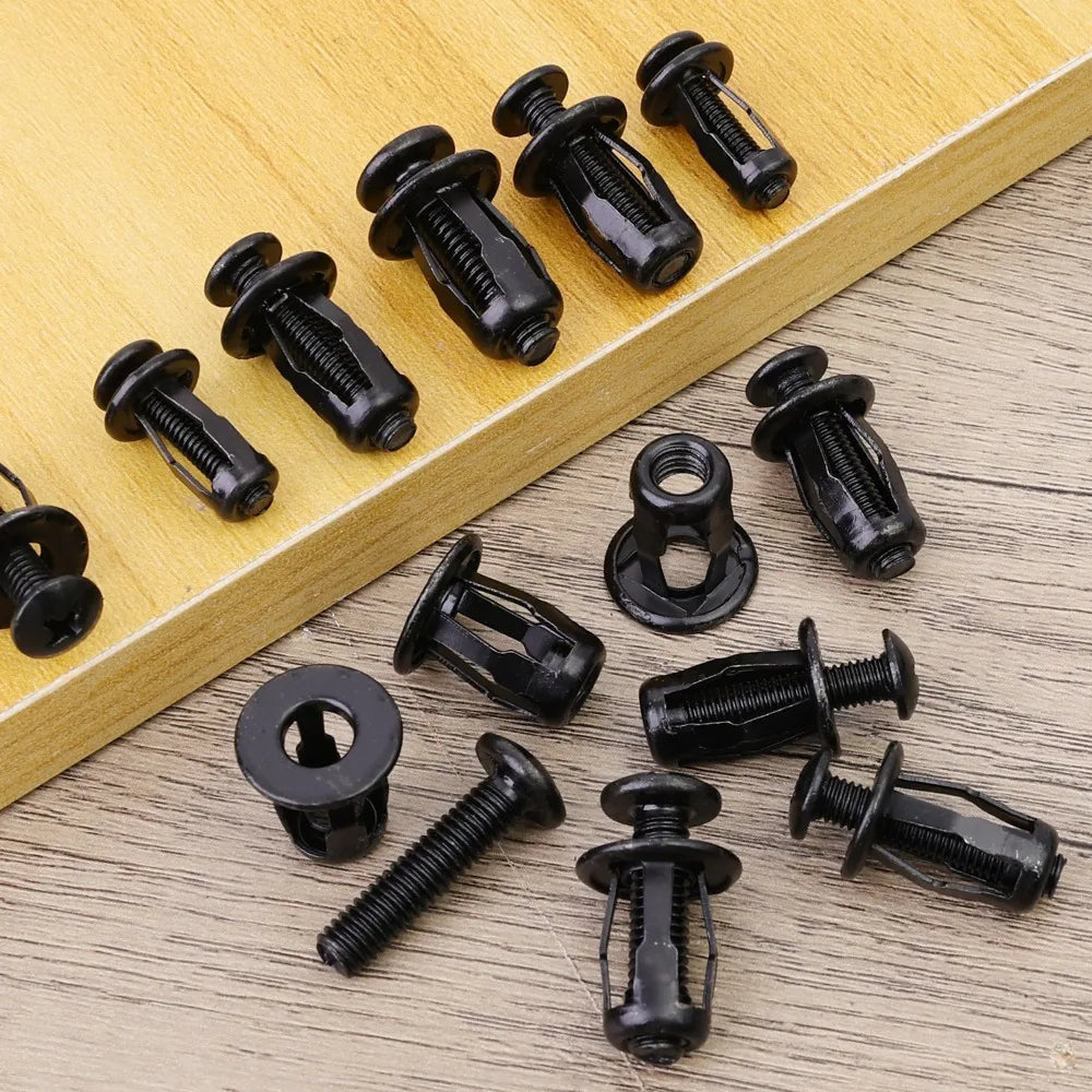 Universal Car License Plate Screws Mounting Kit M4 M5 M6 Auto Fastener Expansion Nuts Carbon Steel Black Bolts for Bumper Frame