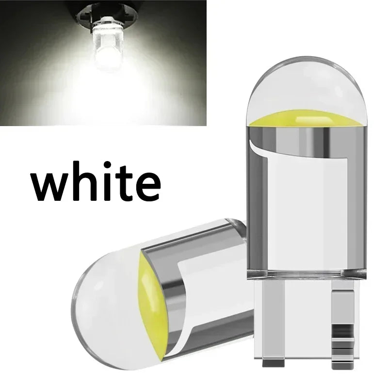 Car LED COB Bulb T10 W5W Signal Light 12V 7500K White Auto Interior Dome Reading License Plate Lamps Wedge Side Bulbs Amagi