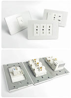 118x75mm Type-C Fast Charging Wall Socket Italy & Chile Schuko Outlet - Tempered Glass Panel Modern Design -Type Switch