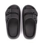 Men's Casual Simple Buckle Adjustable Eva One-Piece Double-Bar Flat Slip-On Slippers Suitable for Home and Outdoor Beach Sandals