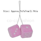 2pcs Fuzzy Plush Dice With Dots Square Hot Stamping Dot Dice Hanging Mirror Cube Pendant Car Ornament Sieve Anime Car Amagi