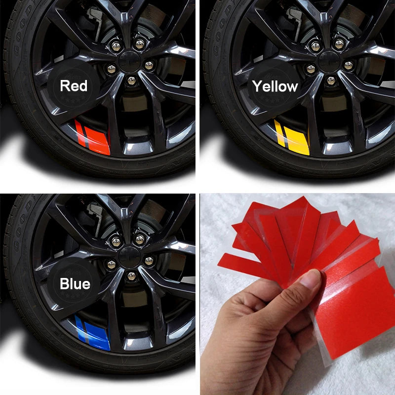New 1Pcs Car Sticker Reflective Car Wheel Rim Vinyl Warning Stickers Hash Mark Stripe Racing Wheel Hub Decals for Size 16-21"