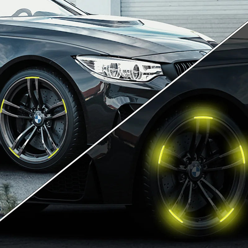 10pcs Car Wheel Hub Reflective Sticker Decorative Strips For Volkswagen Golf 4 5 7 6 Chevrolet Cruze Honda Civic Accord 2023