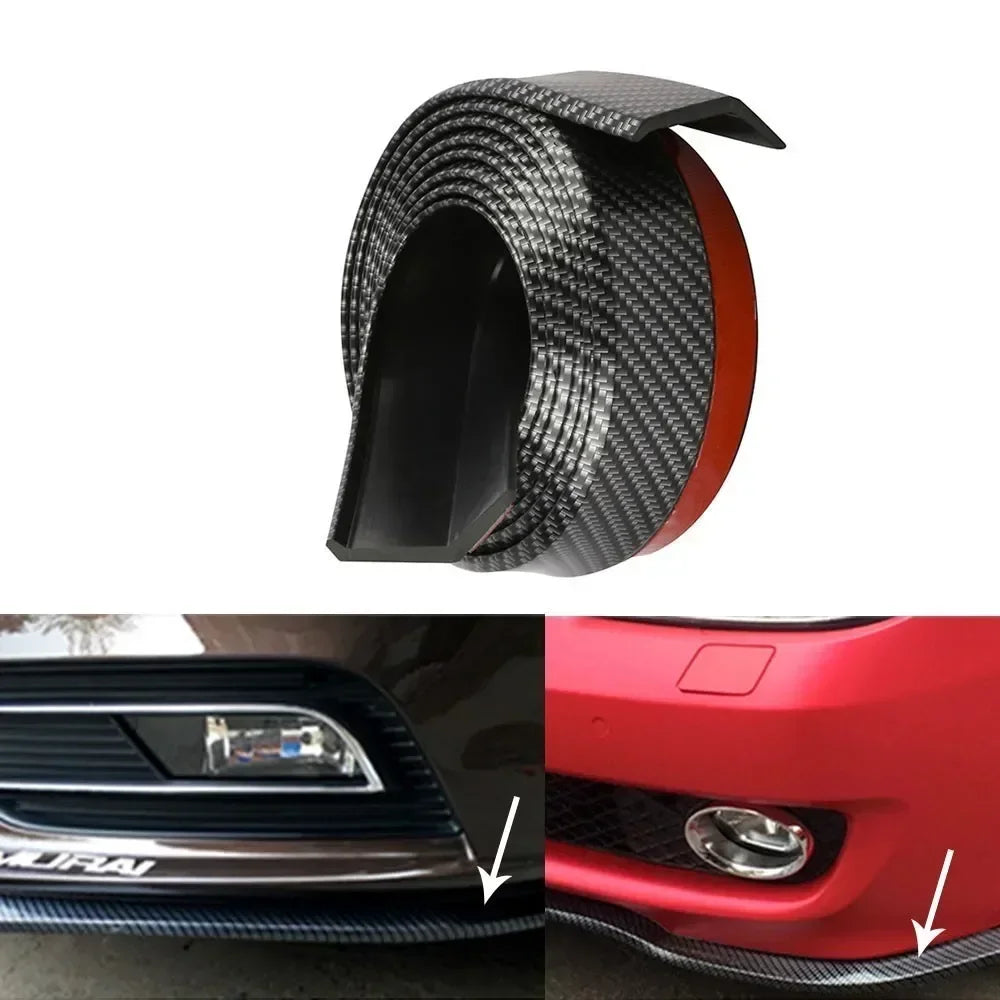Car Front Bumper Protection Tool Carbon Fiber Strong Adhesive Rubber Universal Front Edge Anti-scratch Protector Amagi