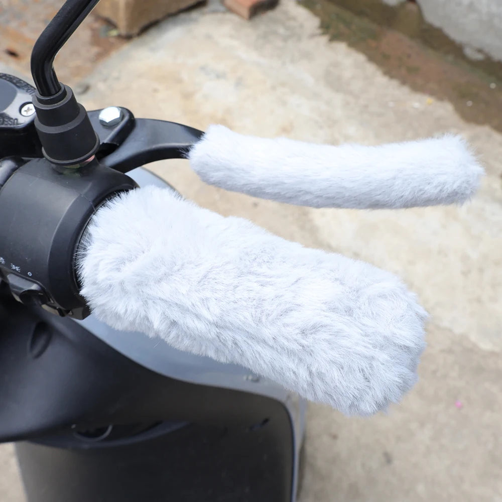 Motorbike Plush Handlebar Covers Winter Warm Imitation Plush Electric Car Motorbike Handlebar Cover Anti-slip Handlebar Sleeve