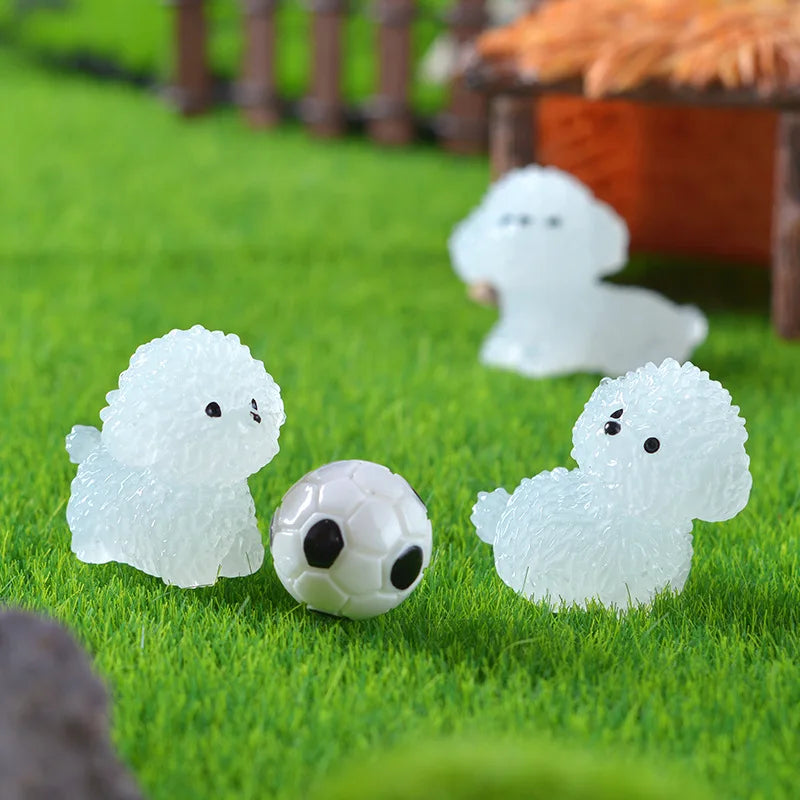 Luminous Cute Puppy Bichon Frise Small Ornaments Car Center Console Lighting Decoration Universal Cars Interior Accessories