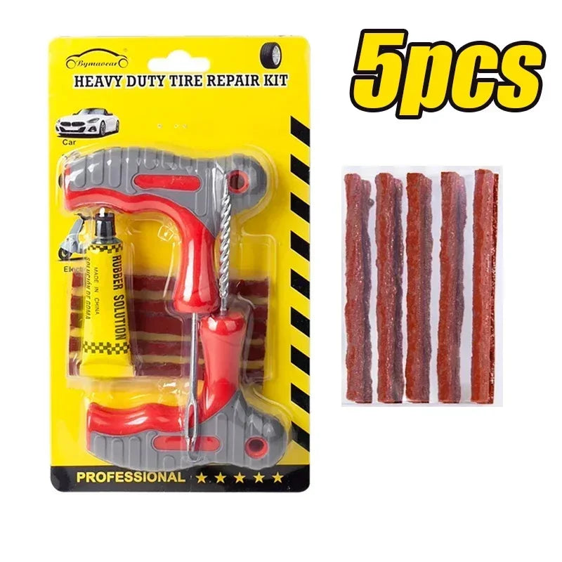 Car Tire Repair Tool Kit with Rubber Strips Tubeless Tyre Puncture Studding Plug Set Motorcycle Truck Vacuum Tire Repair Amagi